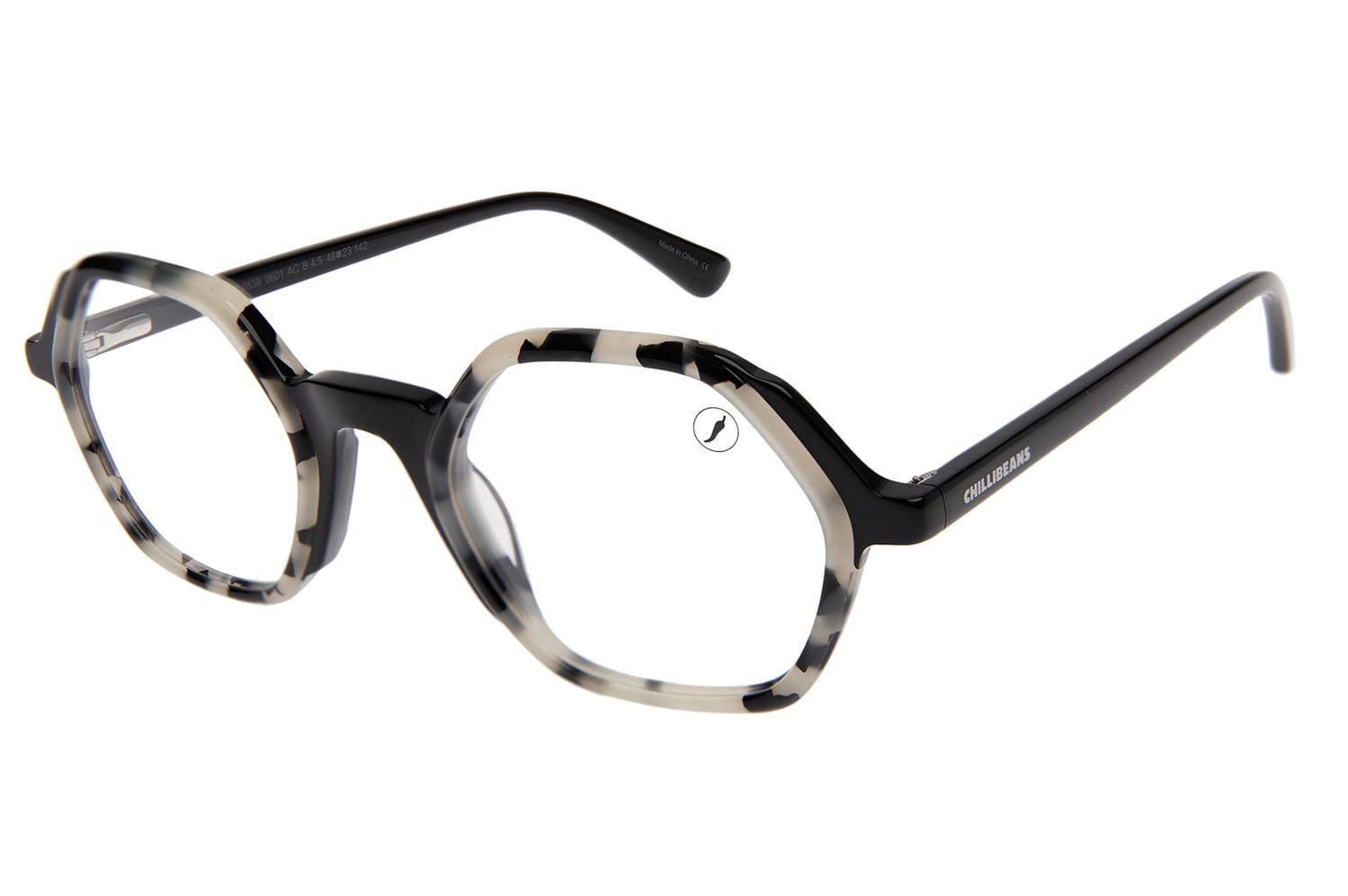 Armação Para Óculos de Grau Feminino Ótica Chilli Beans Quadrado Tartaruga Preto LV.AC.0838.0601 M