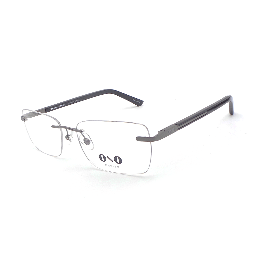 Armação de Óculos de Grau Ono ON6017 Masculino Metal Grafite Fosco Com Haste Preta 56