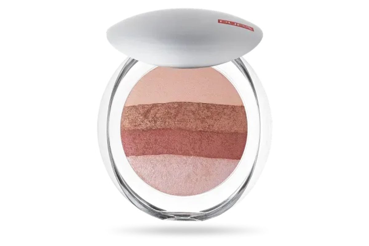 Blush em pó iluminador Pupa Luminys Baked All Over Stripes Rose
