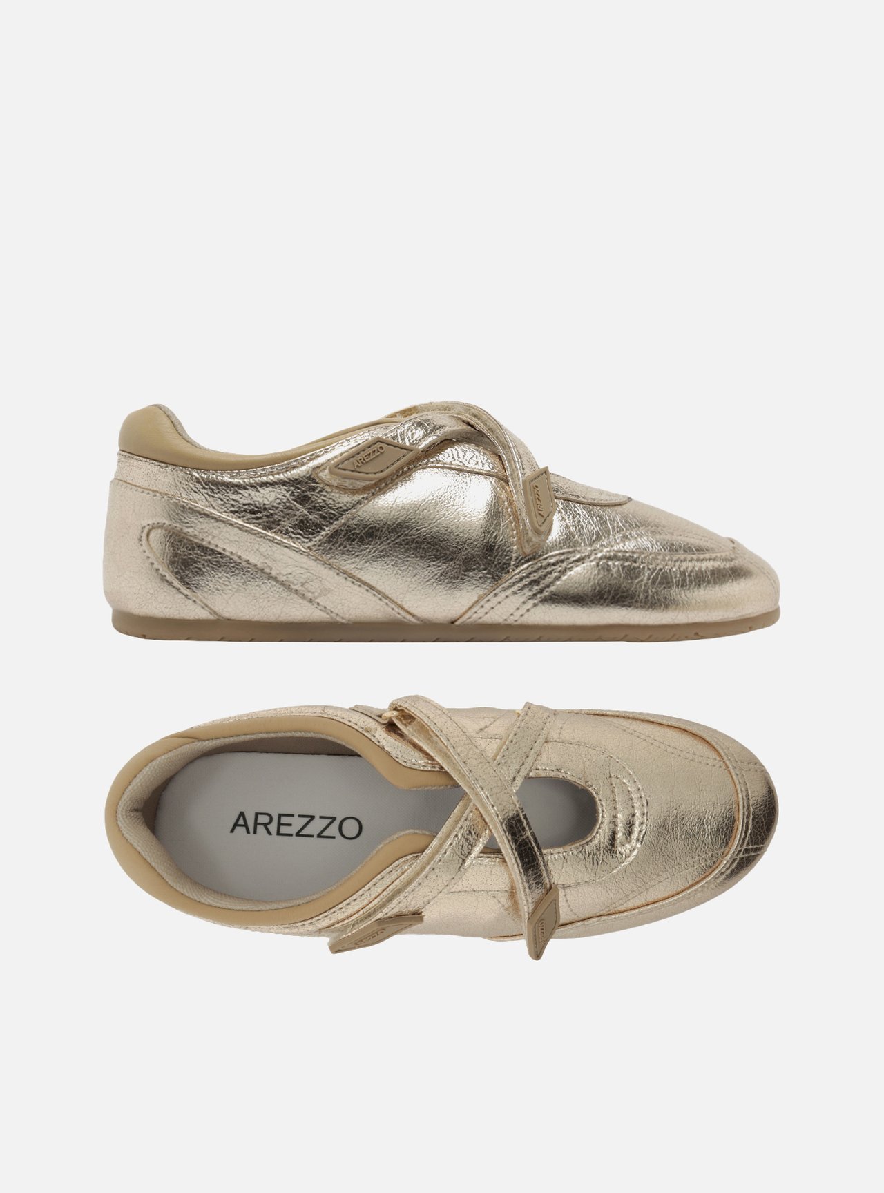 Foto 5 de Tênis Slip On Dourado Tiras Velcro