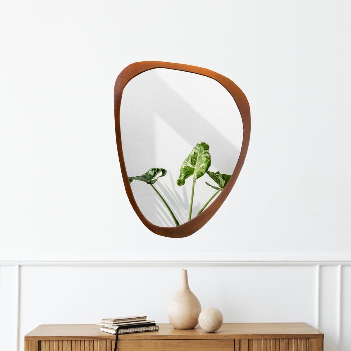 Espelho Decorativo Gringa M 100x80cm Orgânico Freijó