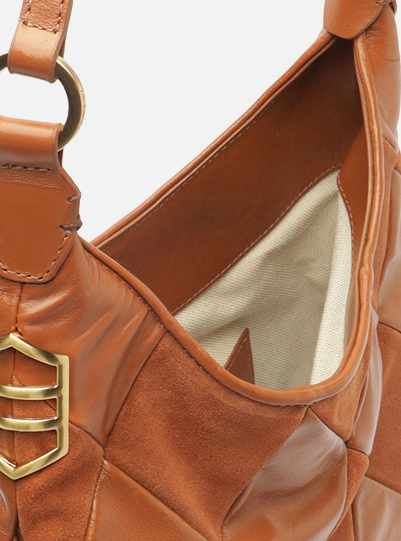 Foto 4 de Bolsa Hobo Laranja Couro Média Matelassê Metais