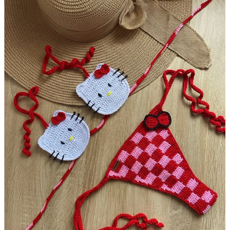 Biquíni de crochê Hello kitty
