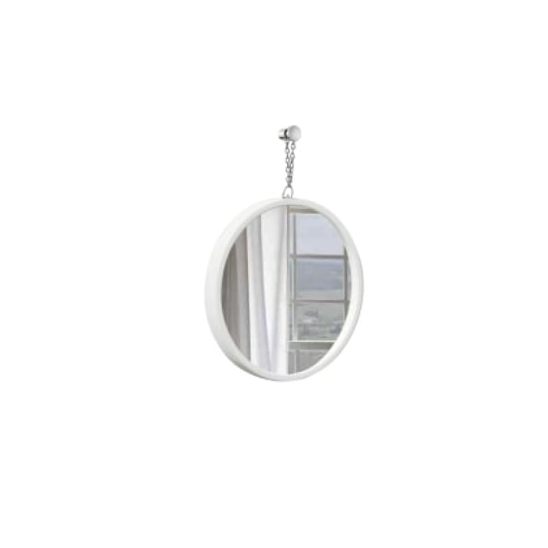 Espelho Decorativo Short Strip Alça Corrente 30 cm Redondo Branco