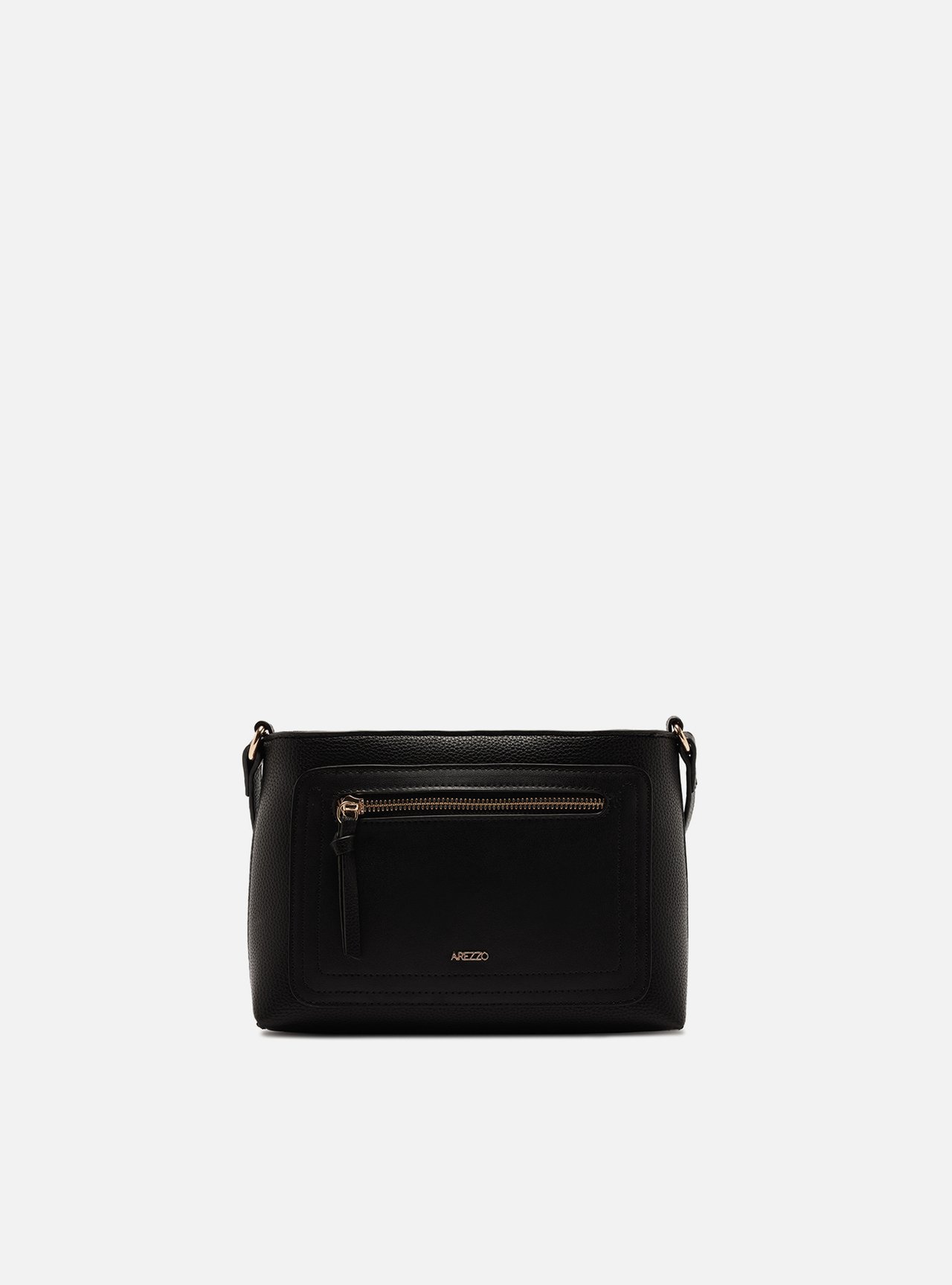 Bolsa Tiracolo Preta Média Granulada Metais