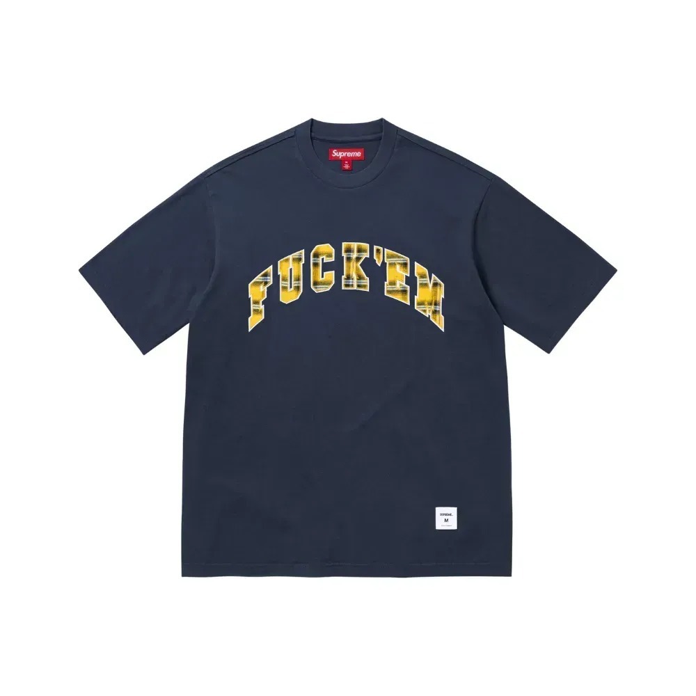 Camiseta Supreme Fuck Em Plaid S/S Navy SS26-W9 — M / G / XG, Novo