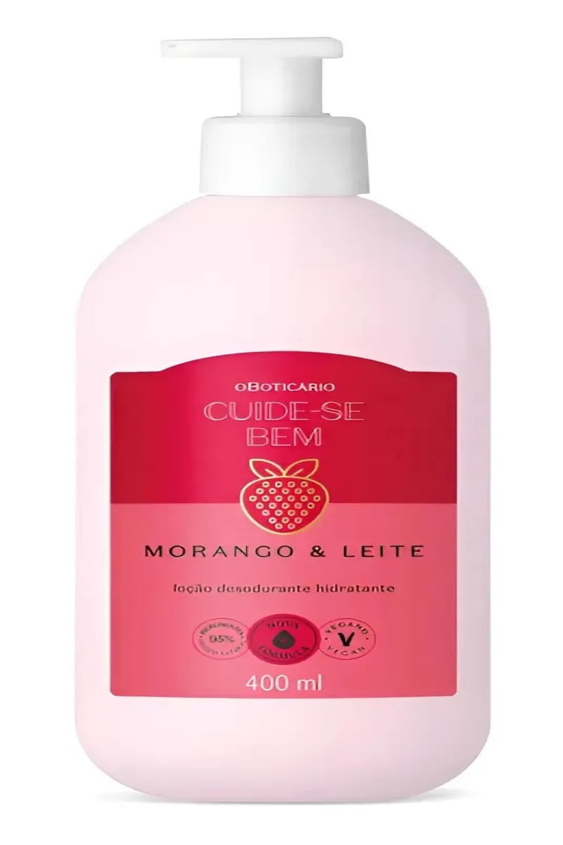 Loção Hidratante Desodorante Corporal Cuide-se Bem Morango e Leite 400ml