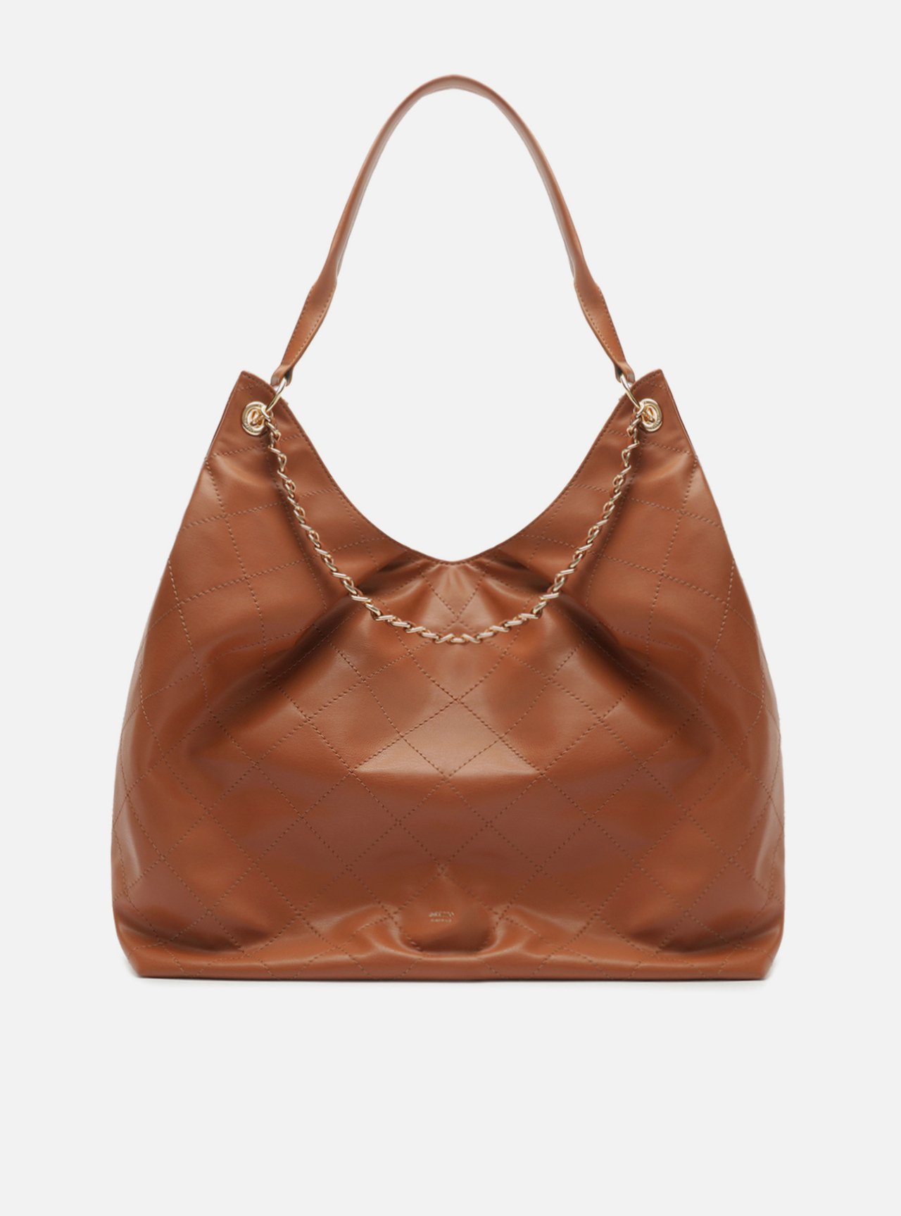 Bolsa Hobo Marrom Grande Matelassê Alça Corrente