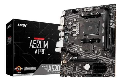 Placa-mãe Msi A520m-a Pro Am4 Matx Ddr4 Preto