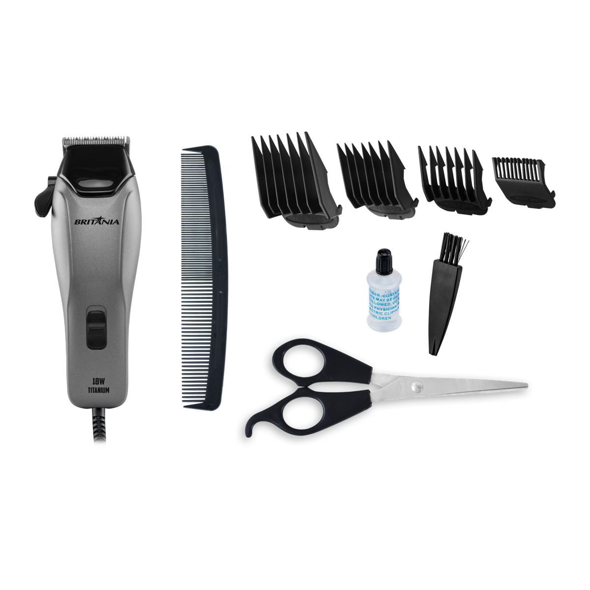 Cortador de Cabelos Britânia BCR18T Titanium 18W 110