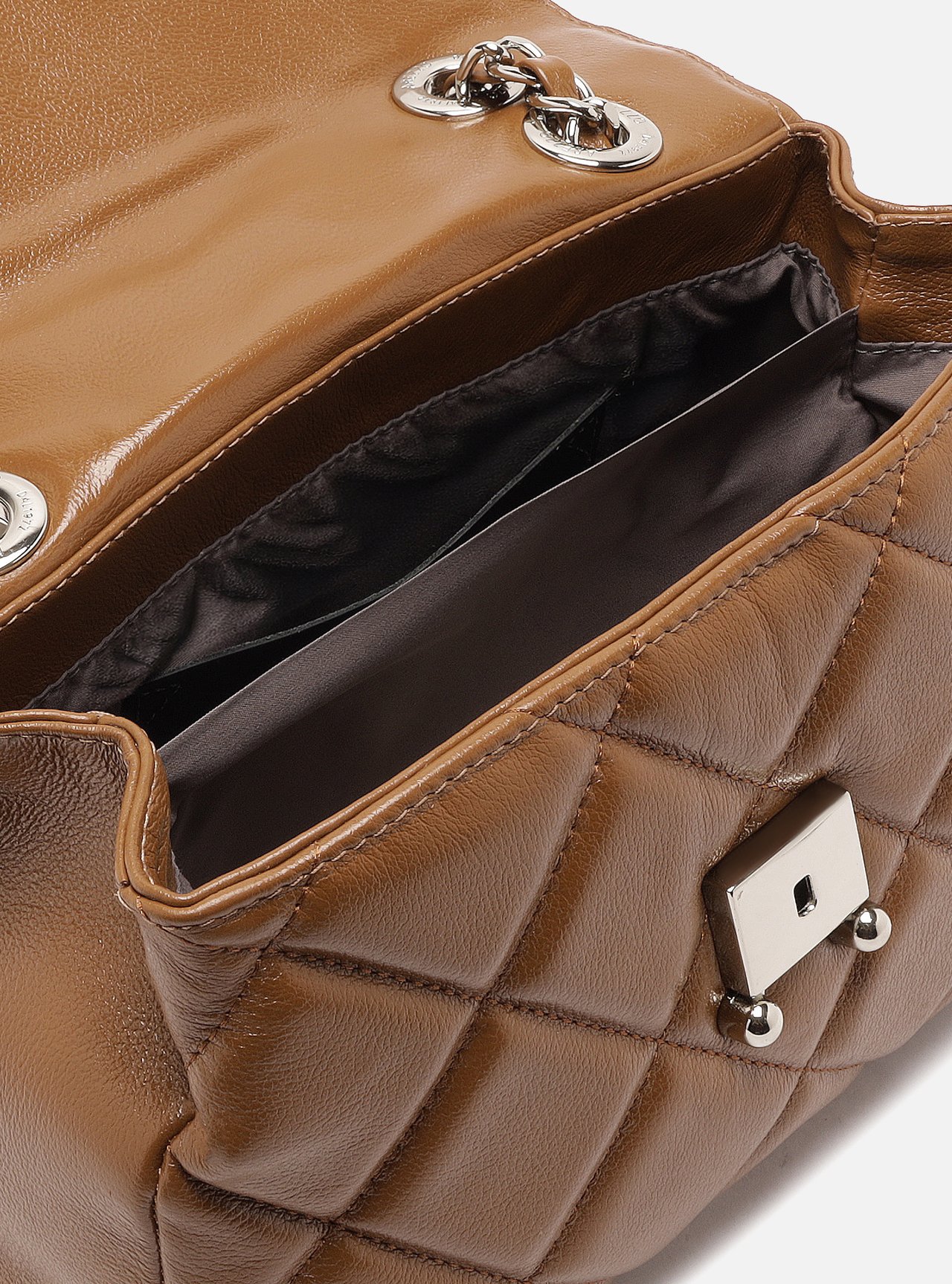 Foto 4 de Bolsa Tiracolo Marrom Couro Média Matelassê
