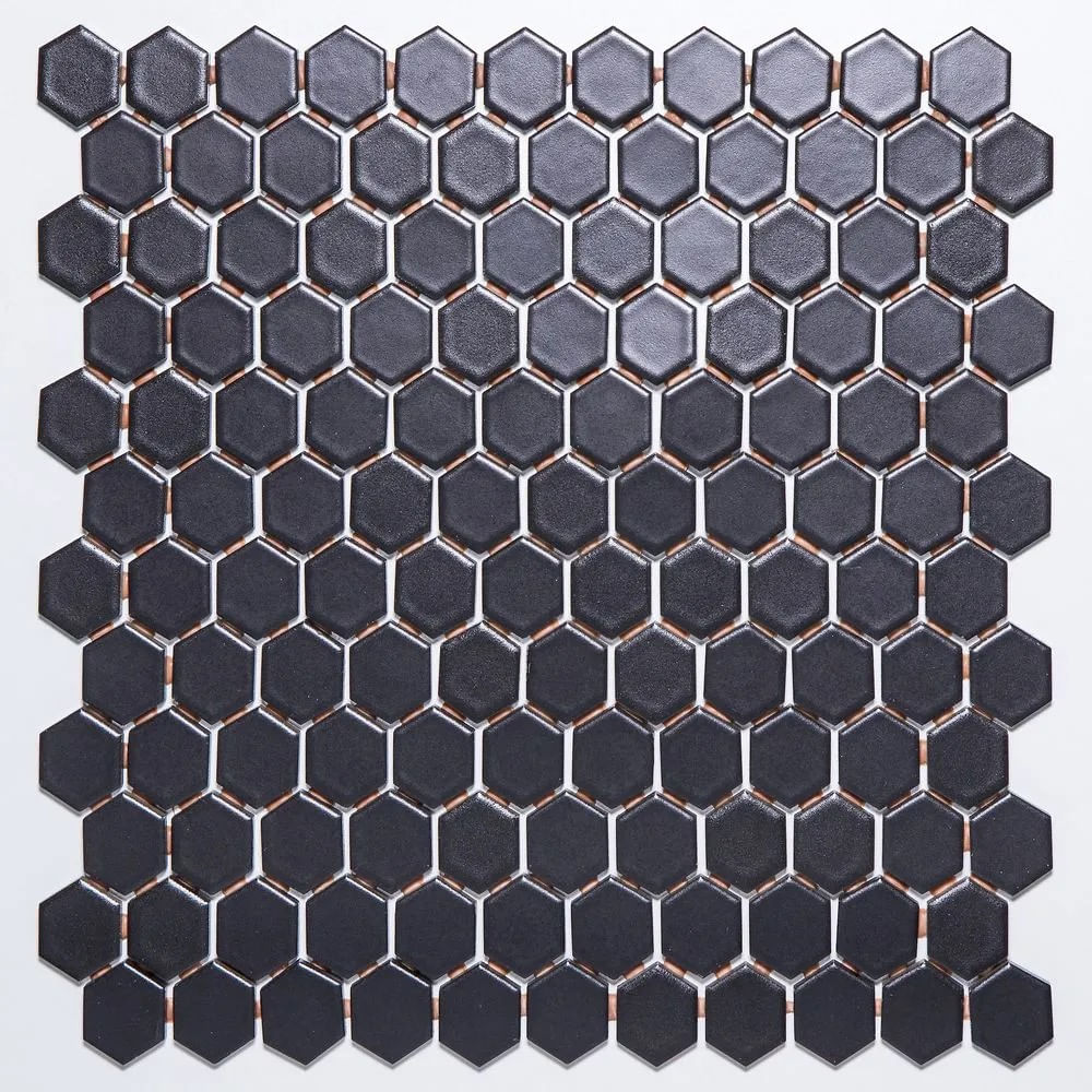 Pastilha para Piscina Preto Acetinado Hexagonal Bold Drop System Atlas