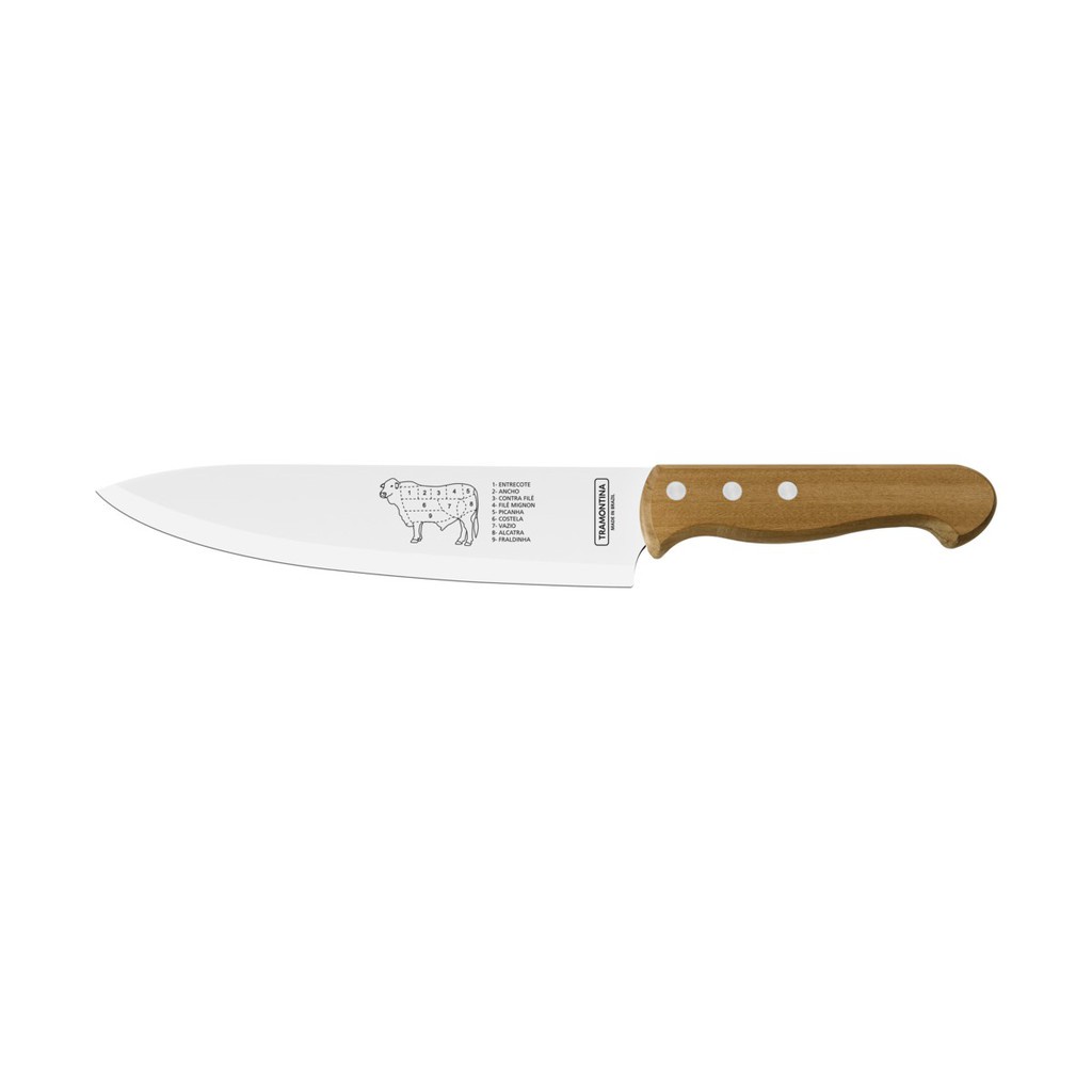 Faca para Carne Com Lâmina de Aço Inox e Cabo de Madeira 8" Tramontina - 22938108