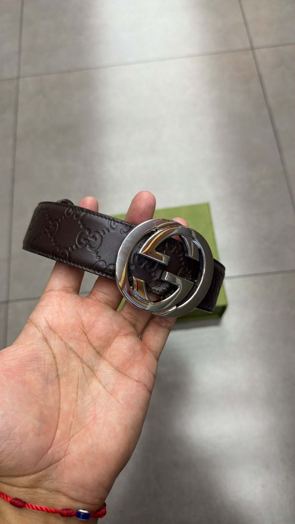Cinto Gucci Monogram Signature Leather Brown — P, Novo