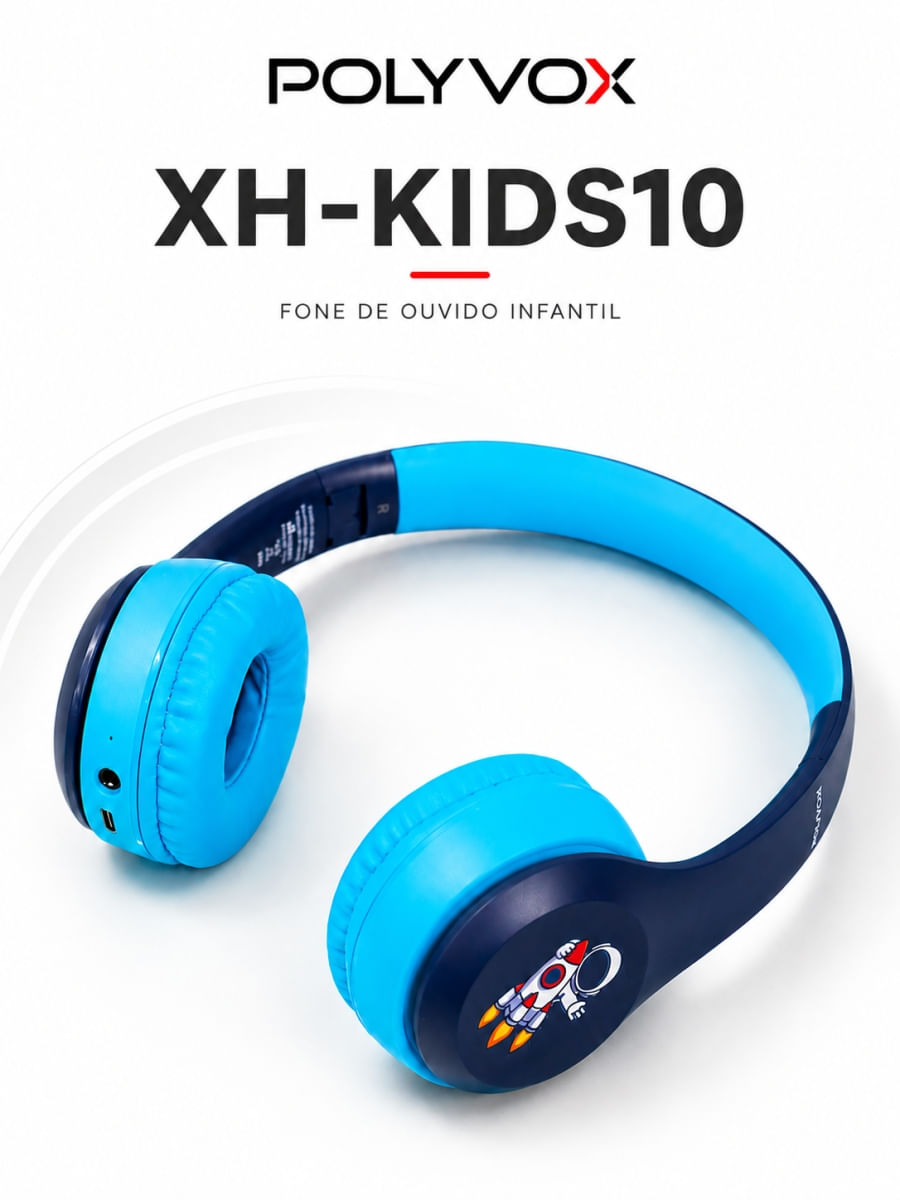 Fone de Ouvido Polyvox Magia Infantil Bluetooth Azul