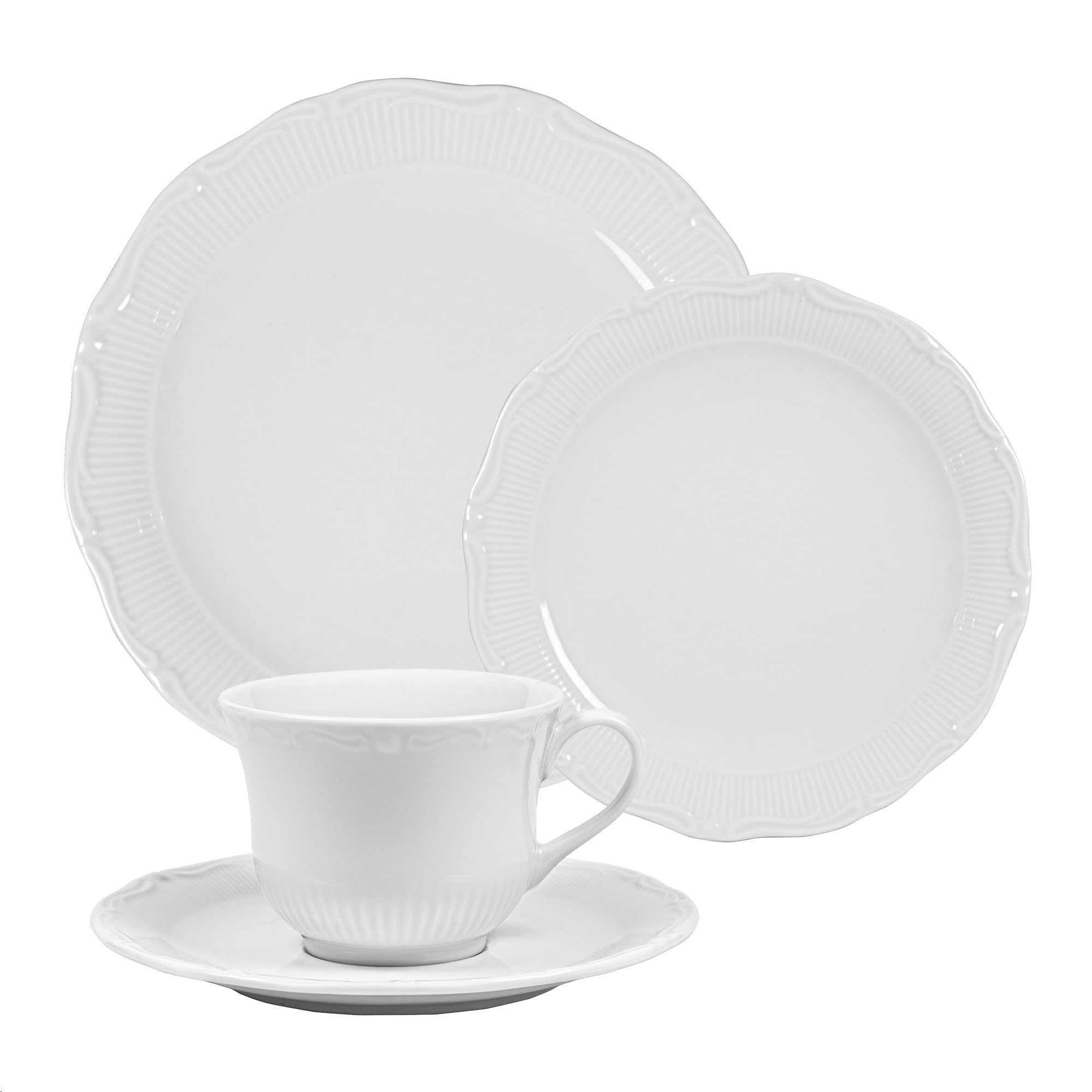 Aparelho de Jantar de Porcelana Branca Versailles 16 Peças - Bianchini
