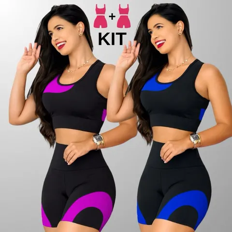 Kit 2 Tops e Shorts Academia Feminina