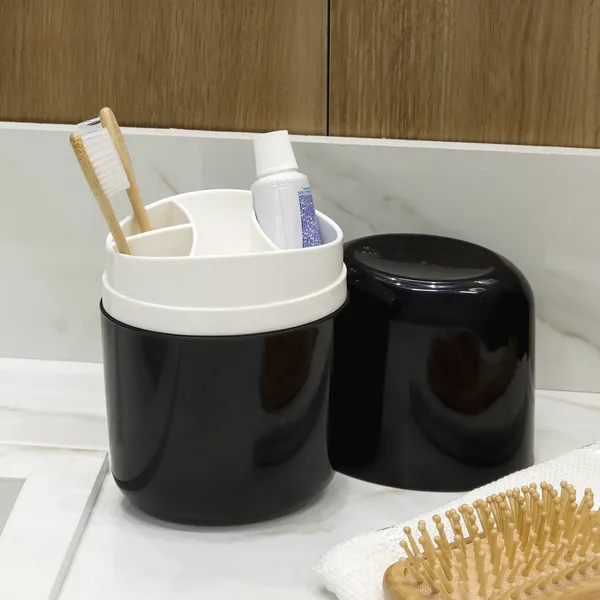 PORTA ESCOVA BULKY COM TAMPA PRETO - BRINOX