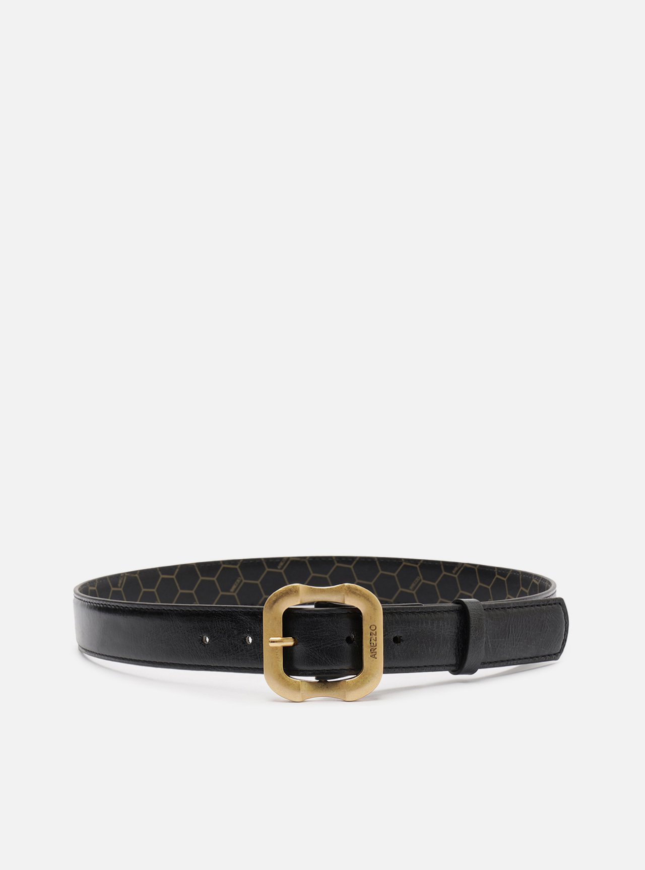 Cinto Preto Couro Worn Largo Fivela