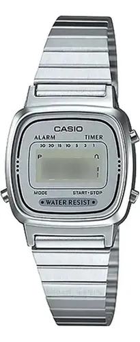 Relógio Casio Feminino Original Vintage Prata Tamanho Mini Prata Prateado Cinza