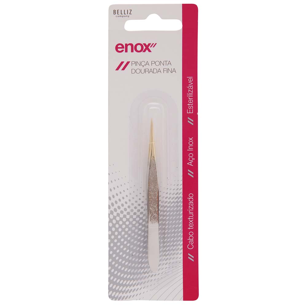 Pinça Enox - Pinça Ponta Dourada Fina — 1Un