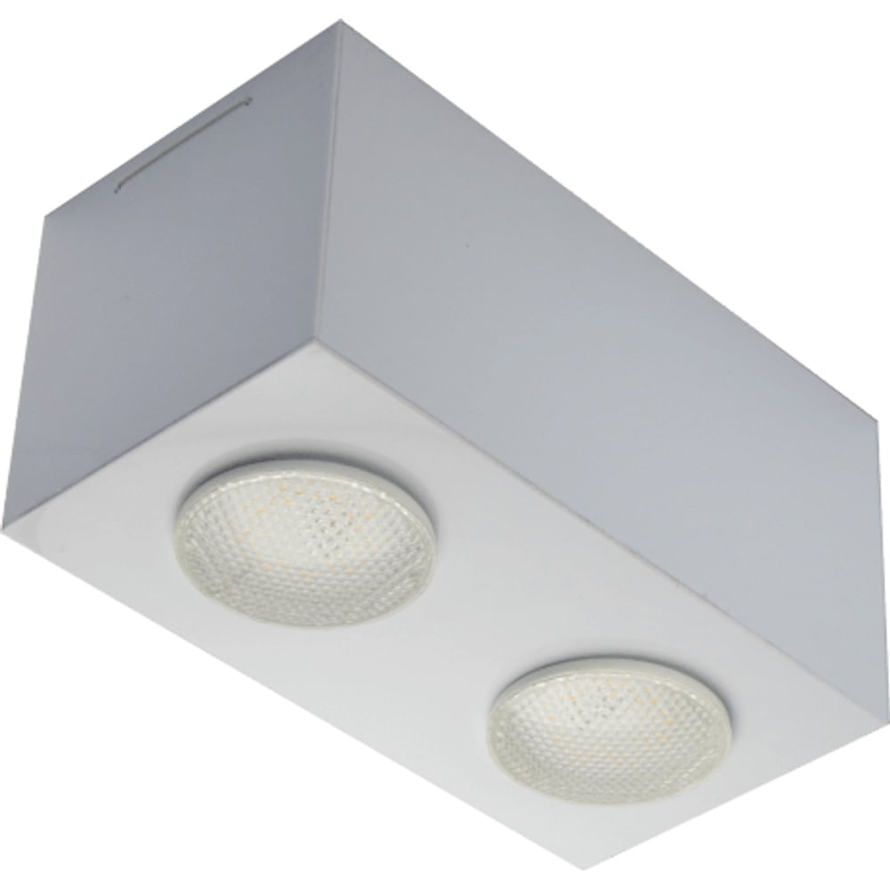 Plafon Granada 02 Retangular Branco 21X11 Para 02 Lamapdas E27 Tualux