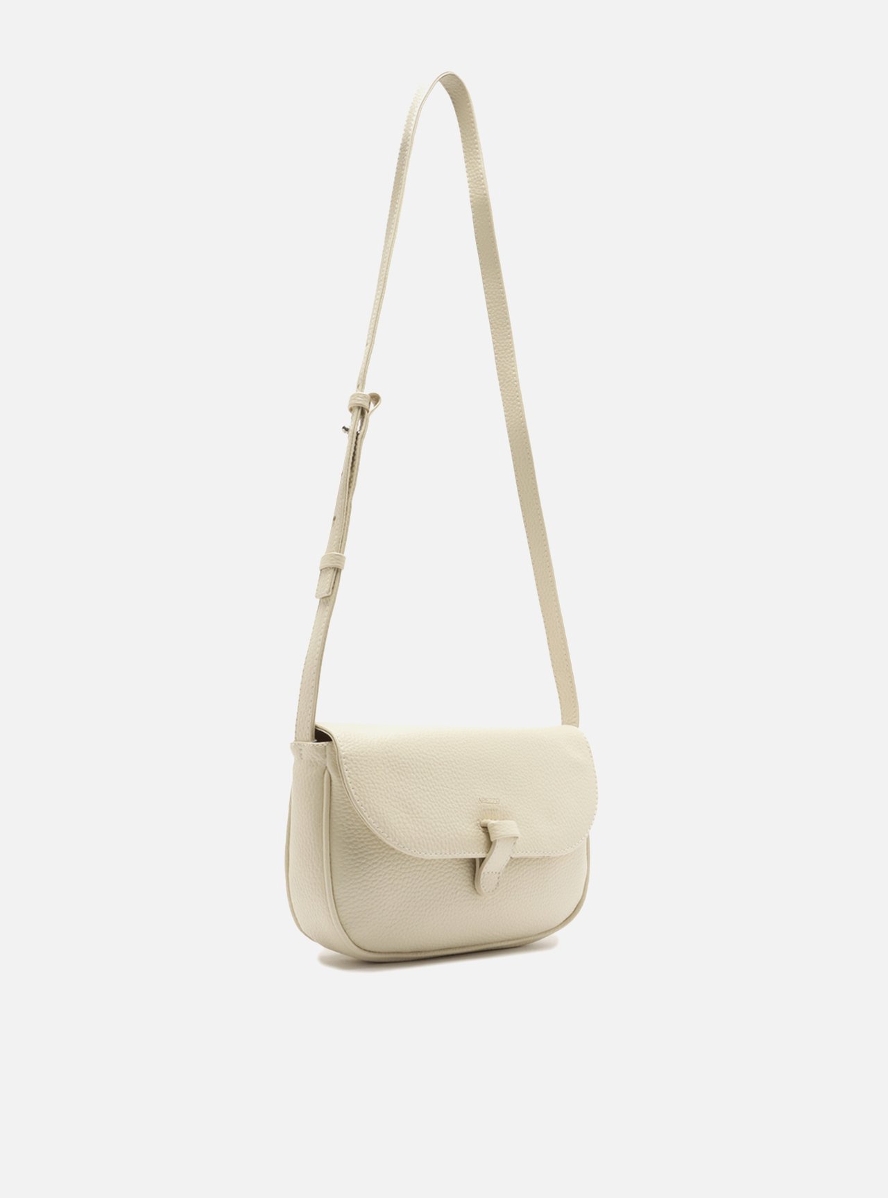 Foto 5 de Bolsa Tiracolo Branca Pequena Granulada Nó