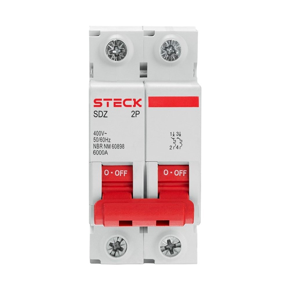 Foto 2 de Disjuntor Steck SDZD62C63 - DIN 2P 63A Curva C 6kA Branco CEMIG