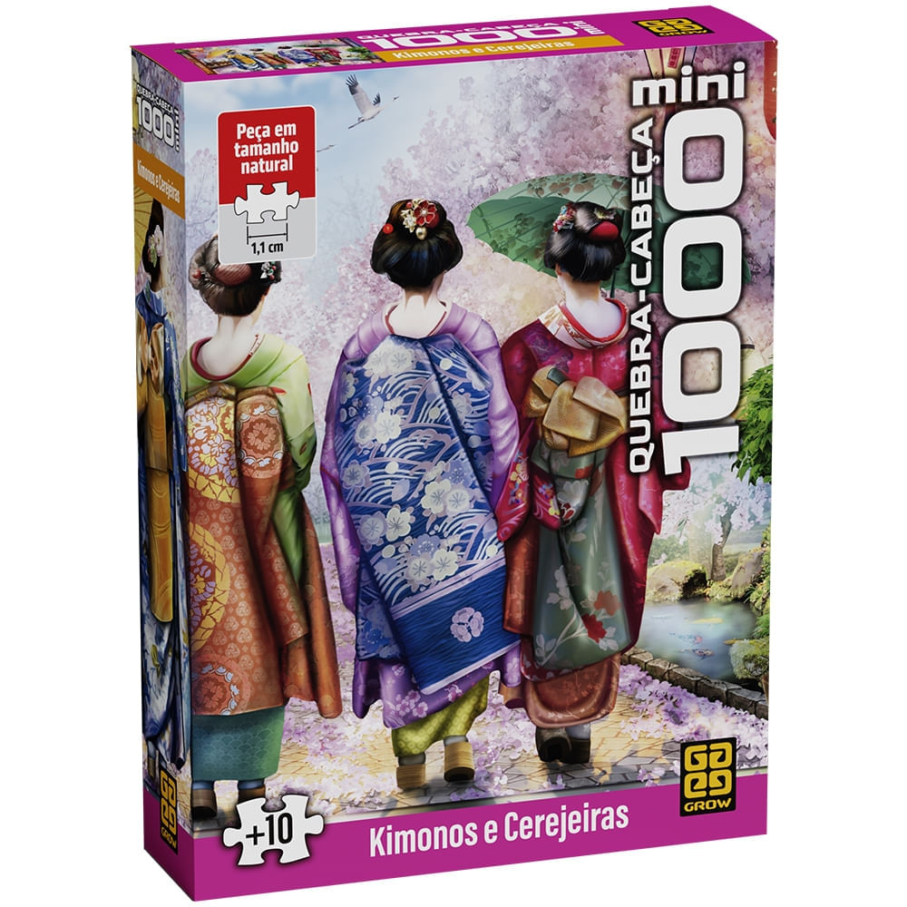 Mini Quebra-cabeça 1000 peças Kimonos e Cerejeiras