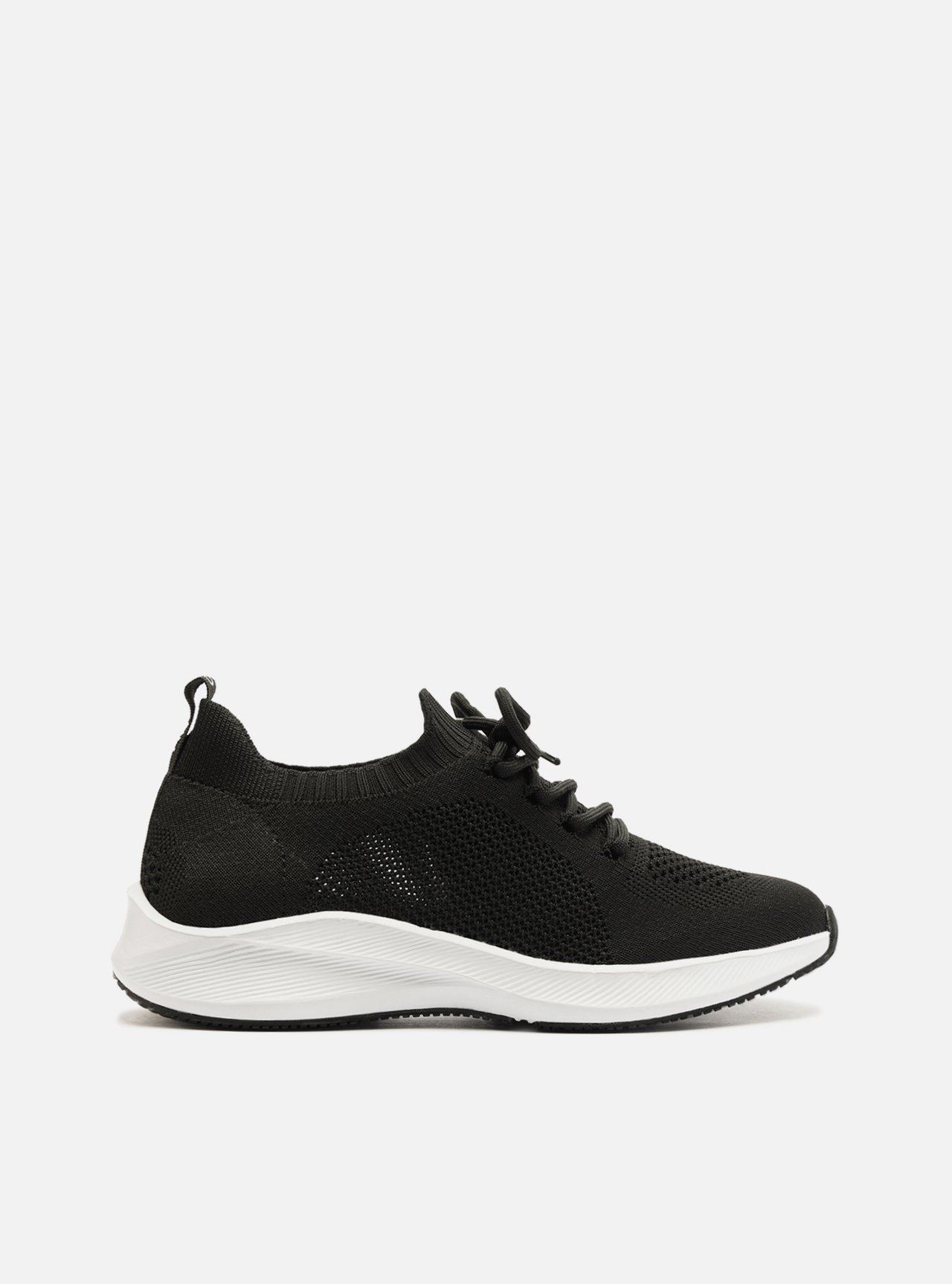 Tênis Preto Knit Esportivo Amarração