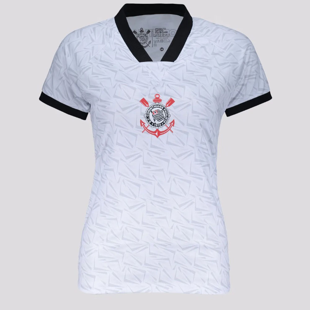 Camisa Corinthians Feminina Raglan Branca