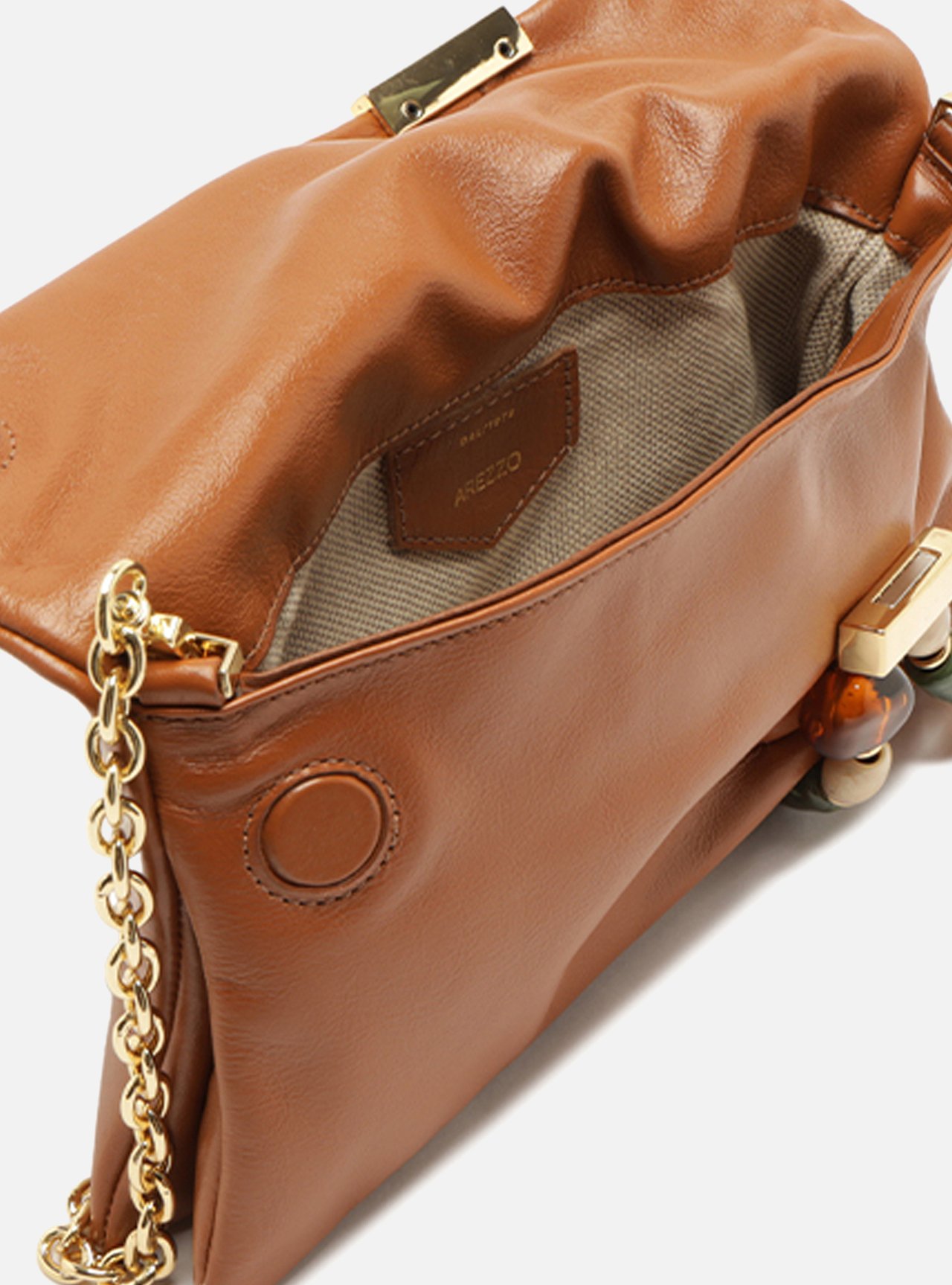 Foto 4 de Bolsa Clutch Marrom Pequena Soft Pedraria