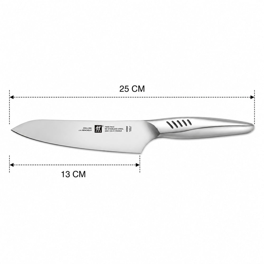 Foto 2 de FACA DO CHEFE ZWILLING TWIN FIN 2 13CM COMPACTA EM AÇO INOX 309101310