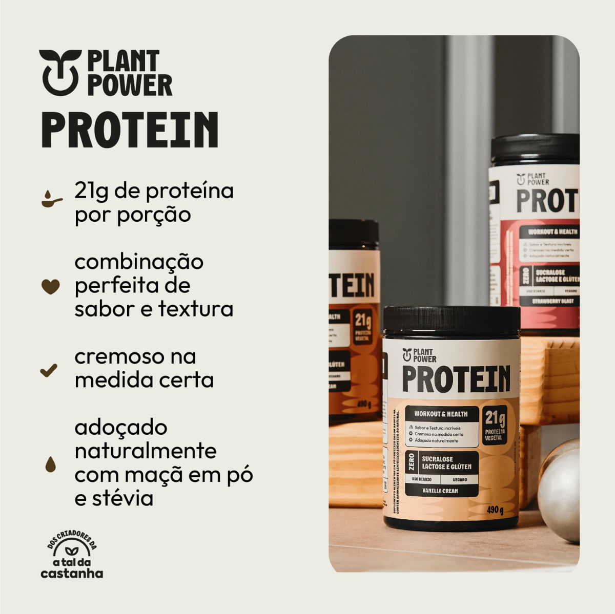 Foto 3 de Protein Strawberry Blast 490g - Plant Power