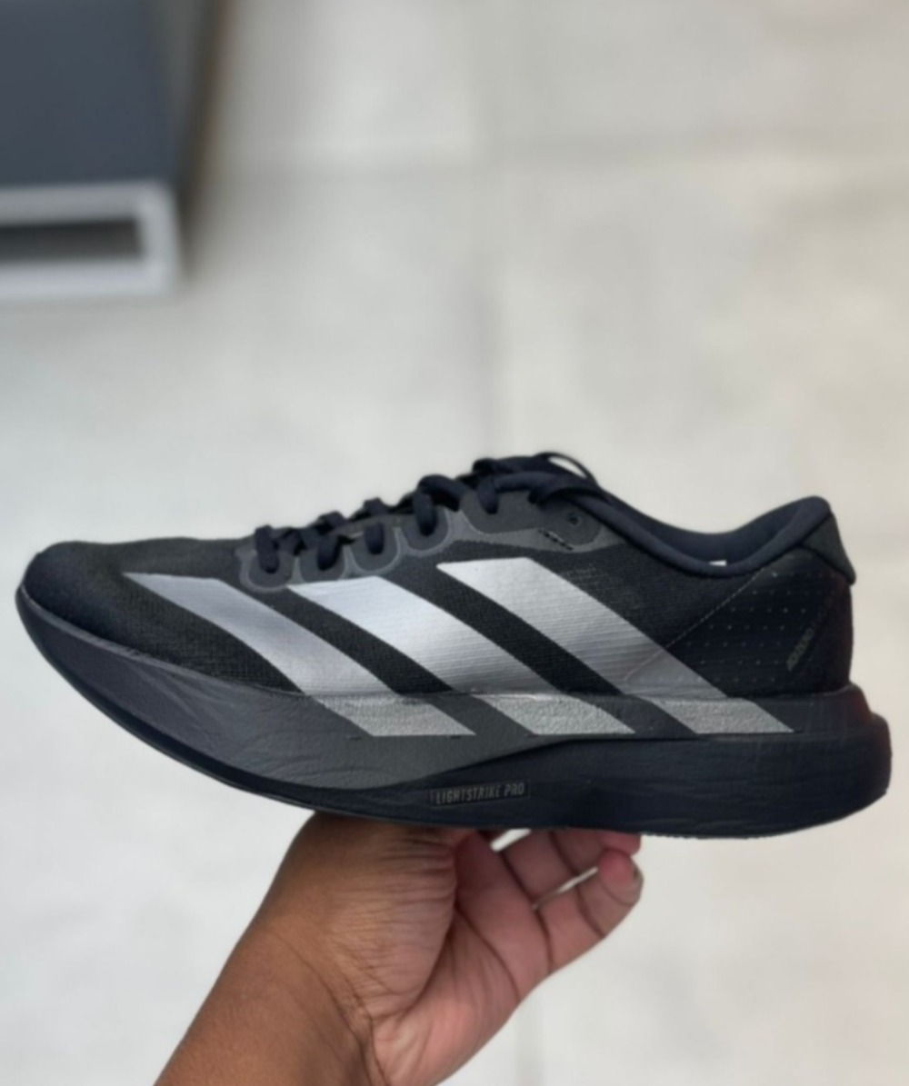 adidas Adizero EVO SL Core Black Iron Metallic Feminino — 34 / 35 / 36 / 37 / 38 / 39, Novo