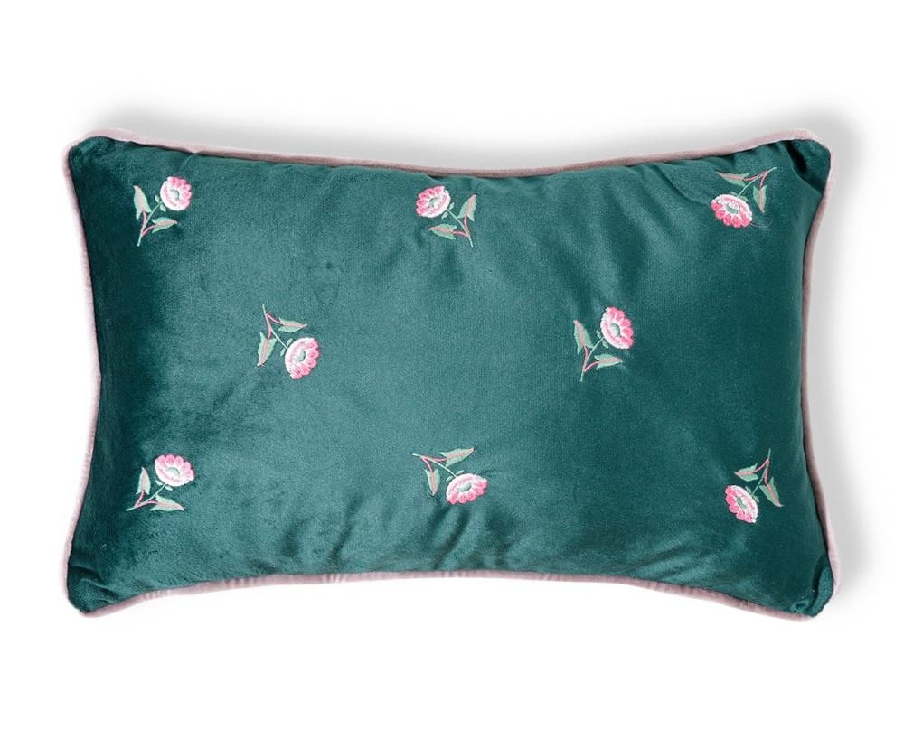 Capa de Almofada Bordada com Vivo Clarice Verde Verde