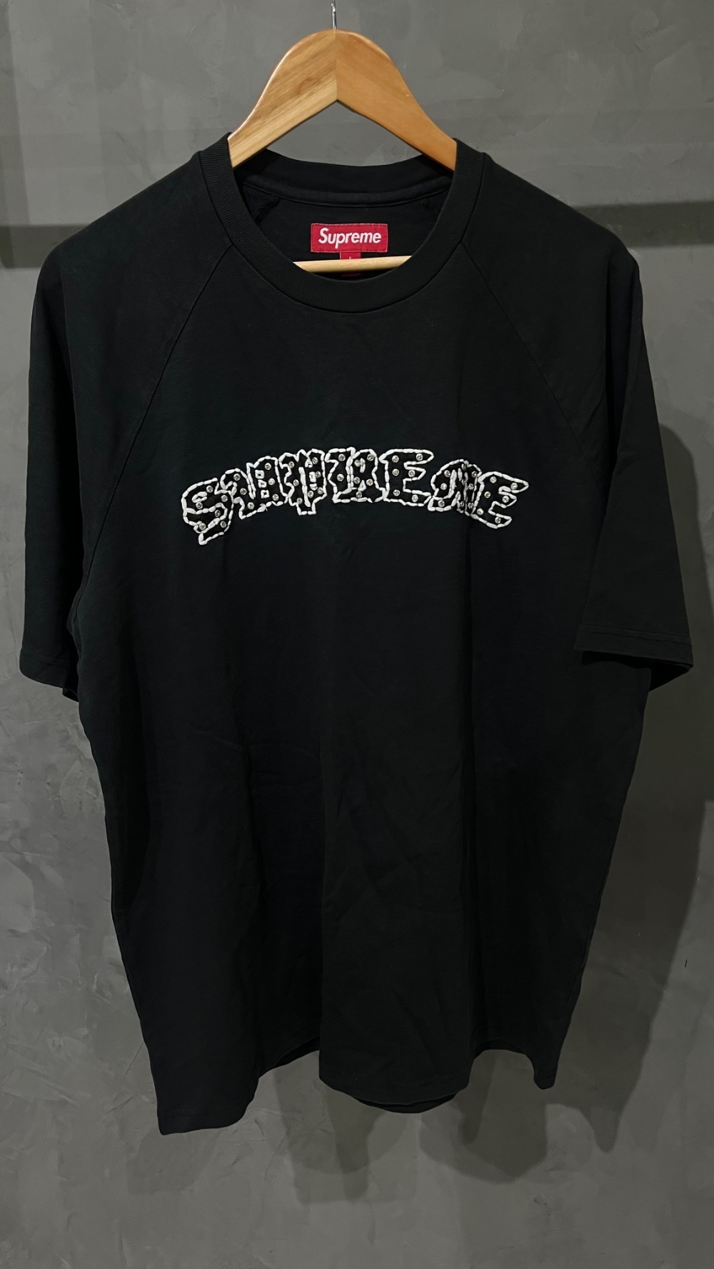 Camiseta Supreme Rhinestone Raglan S/S Black — G, Novo