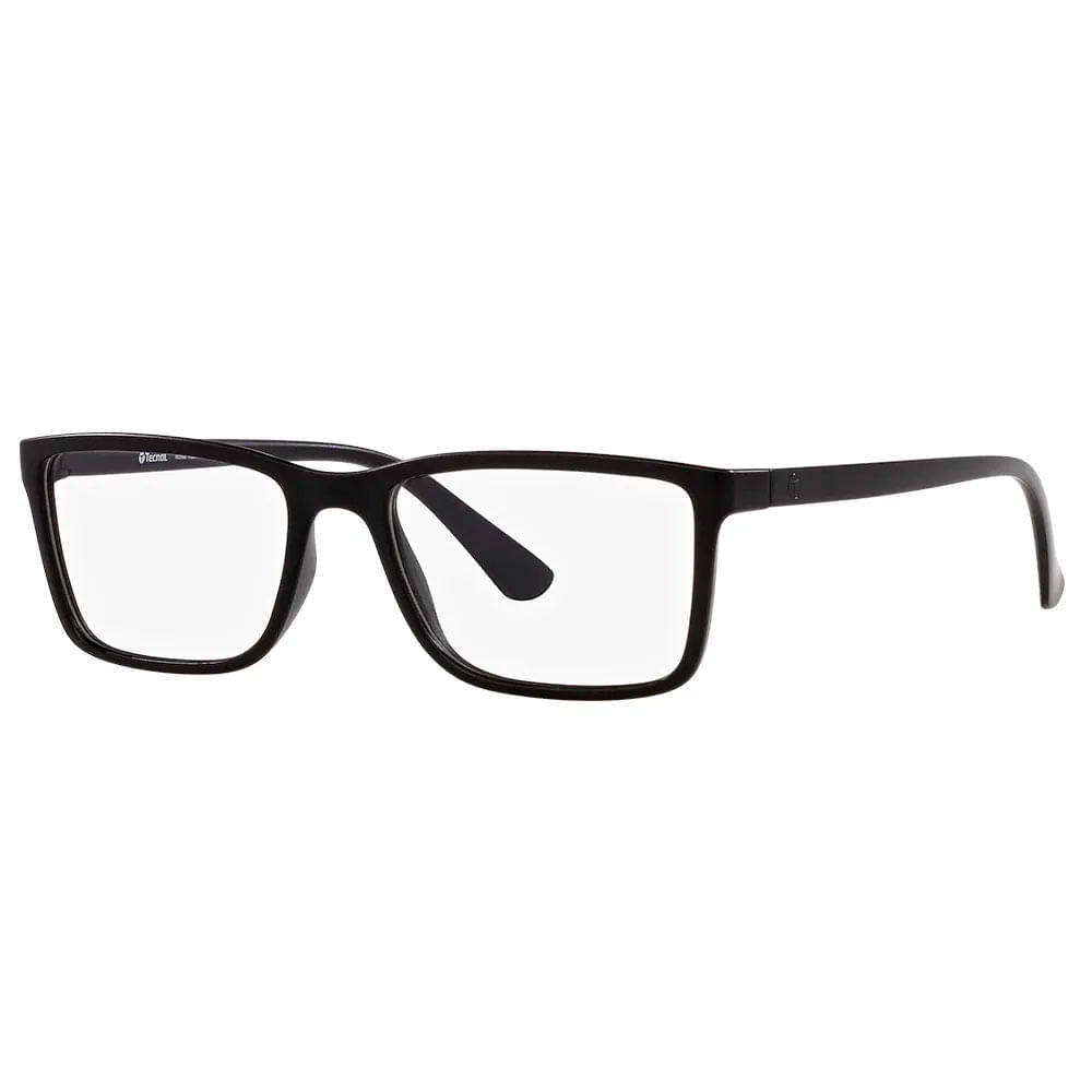 Armação de Óculos de Grau Masculino Tecnol Retangular TN3089 Cor Preto