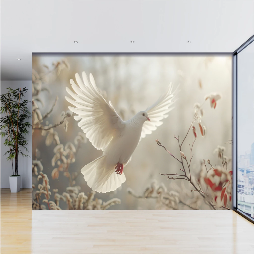 Papel de Parede Evangélico Cristão Céu com Pombo Branco Espírito Santo Consolador Yeshua Jesus #04
