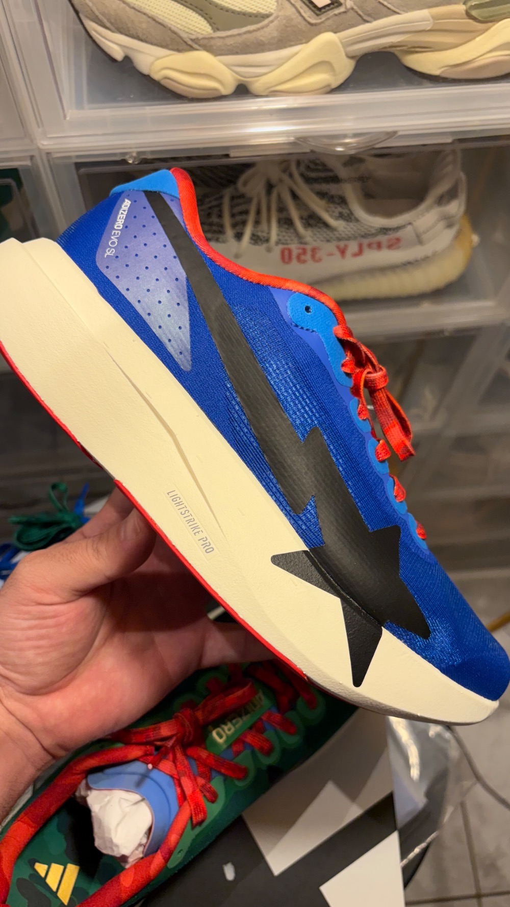 BAPE x adidas Adizero EVO SL Power Blue Collegiate Green Off White — 40, Novo