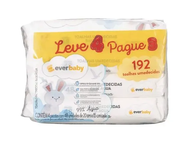 Toalhas Umedecidas Ever Baby 4 Pacotes
