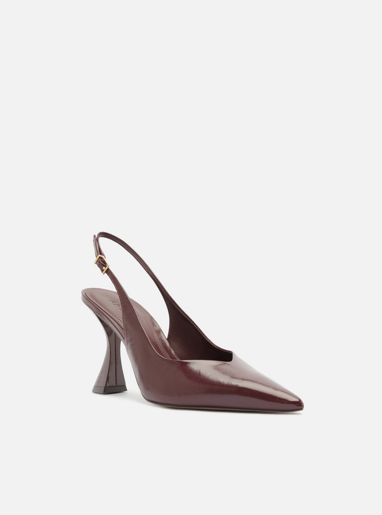 Foto 2 de Scarpin Vermelho Couro Salto Geométrico Fivela Slingback
