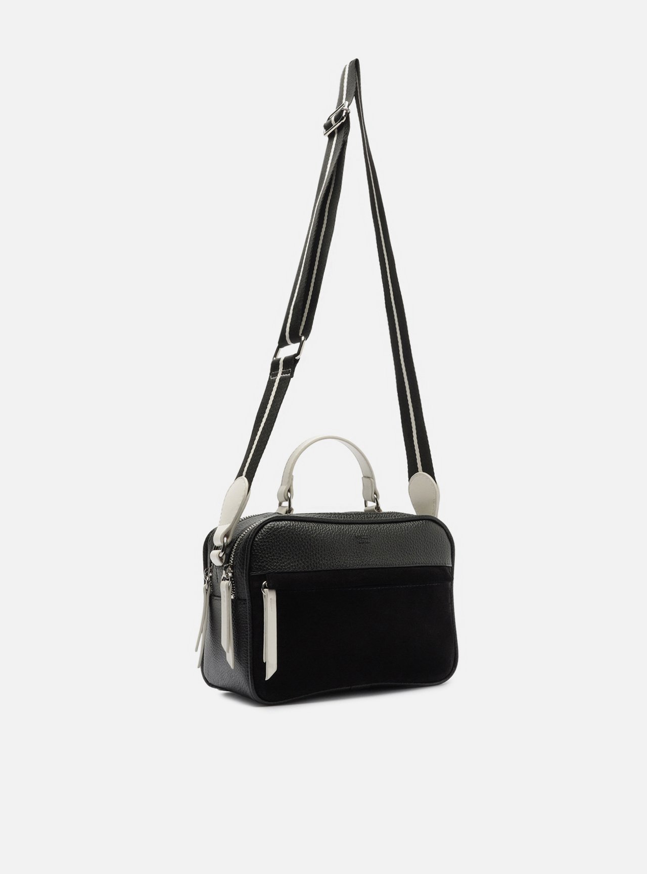Foto 5 de Bolsa Tiracolo Preta Prione Média Branca