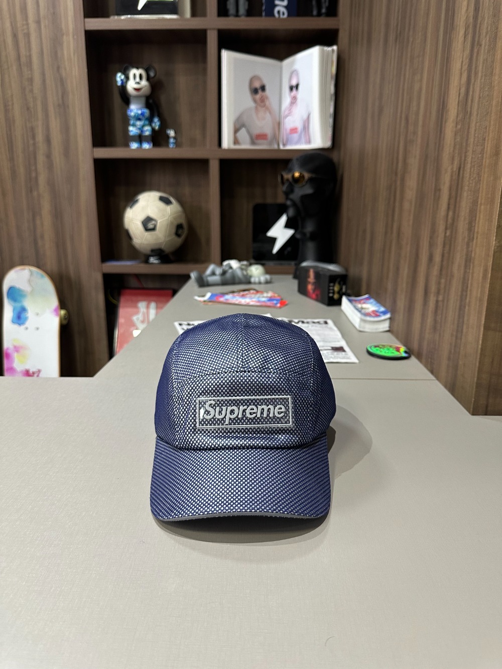 Boné Supreme Metallic Mesh Camp Navy FW26-W1 — Único, Novo