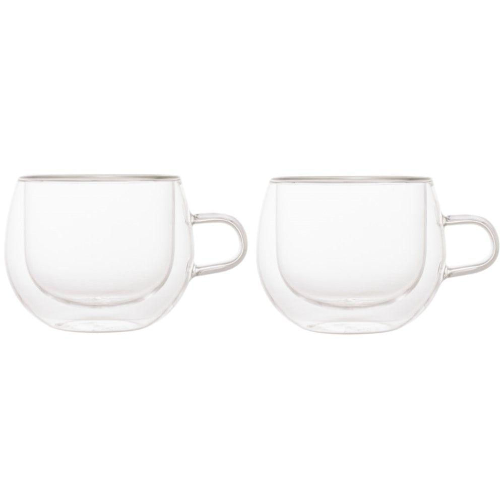 Conjunto de Xícaras para Chá e Cappuccino 240ml Vidro Duplo 2 Peças Lyor