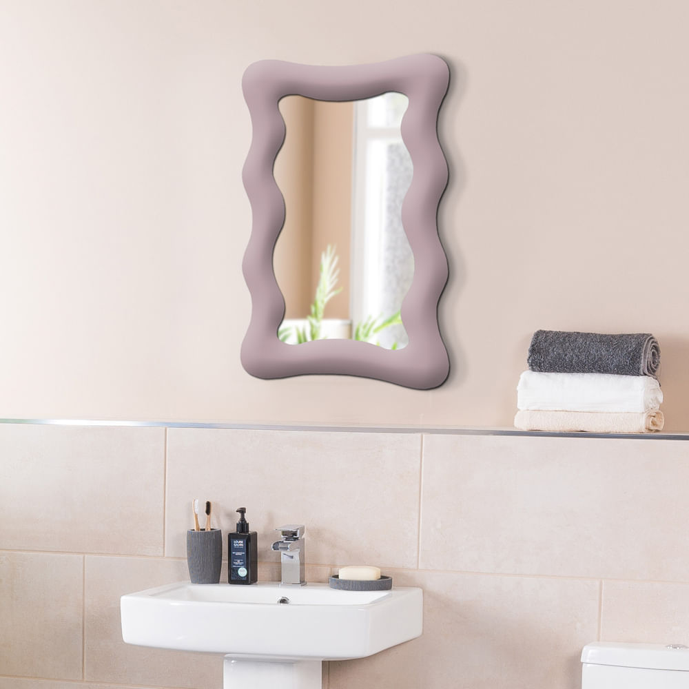 Espelho Decorativo Londres Veludo 67x90cm Rosa