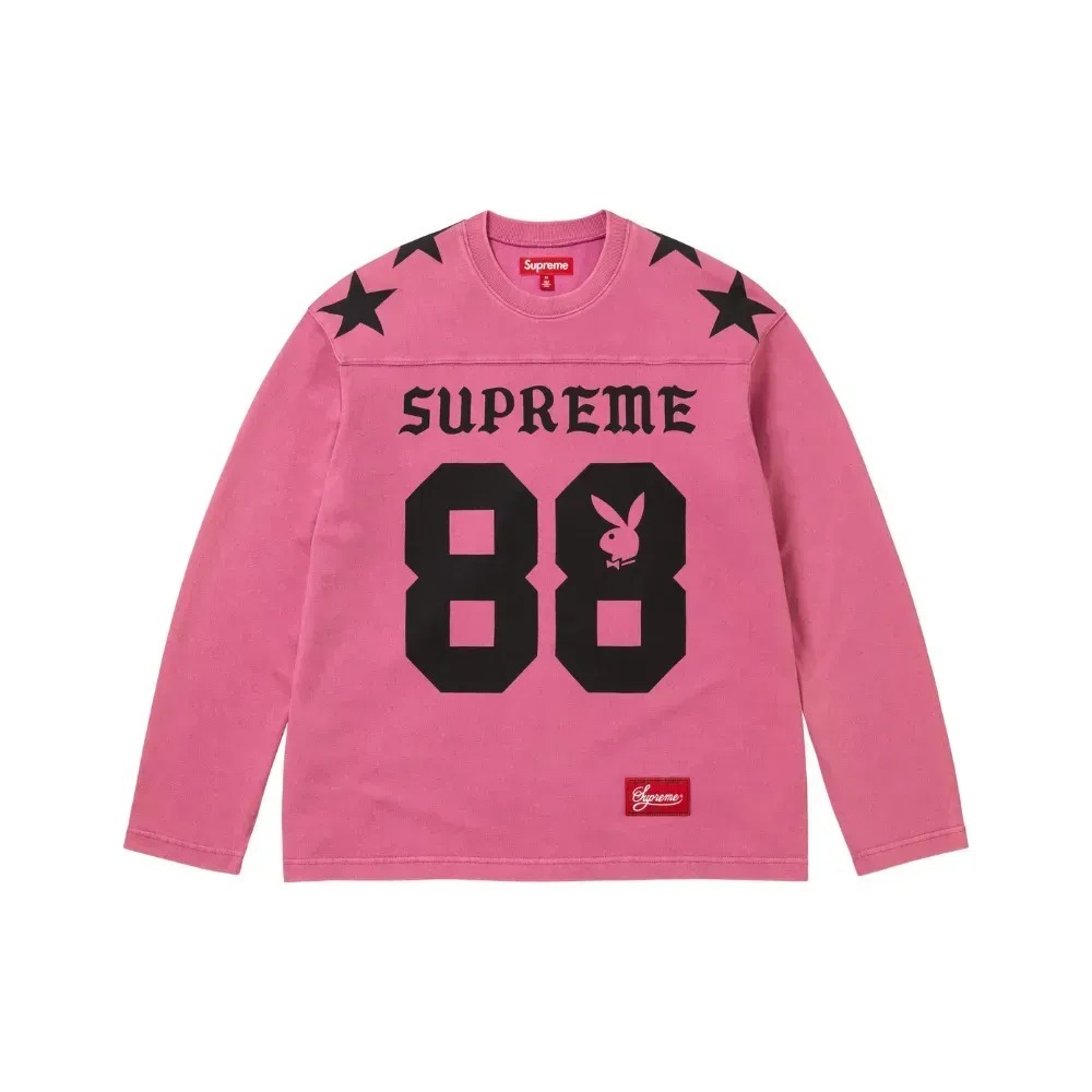 Playboy x Supreme Camiseta Manga Longa L/S Football Pink SS26-W3 — M / G / XG / XXG, Novo