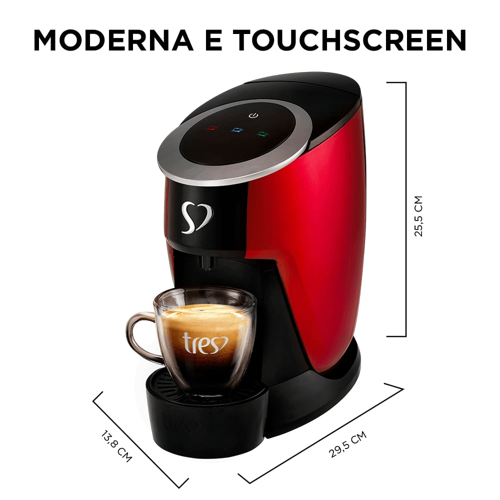 Foto 4 de Cafeteira Espresso Touch Vermelha Automática - TRES 3 Corações 110