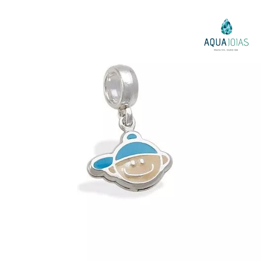 Berloque menino boné azul prata 925
