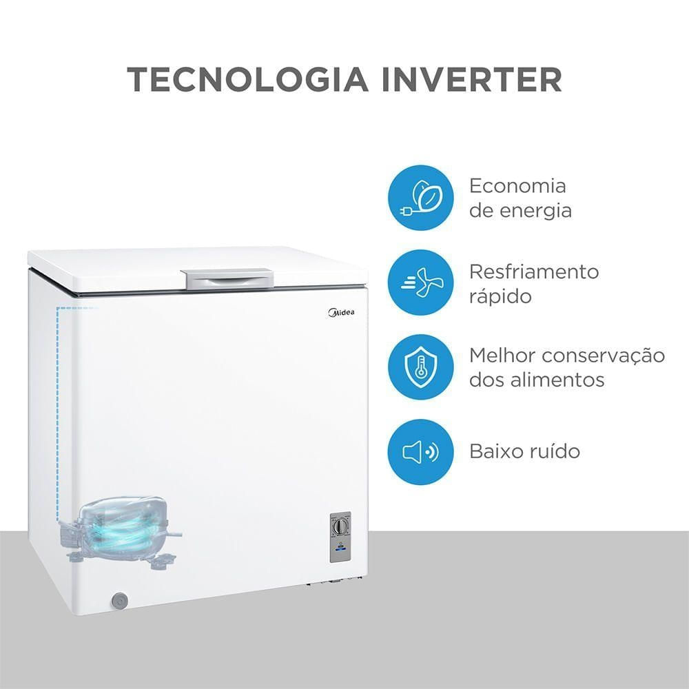 Foto 2 de Freezer Horizontal Midea MDRC280SFZ013 198L Inverter Branco Bivolt
